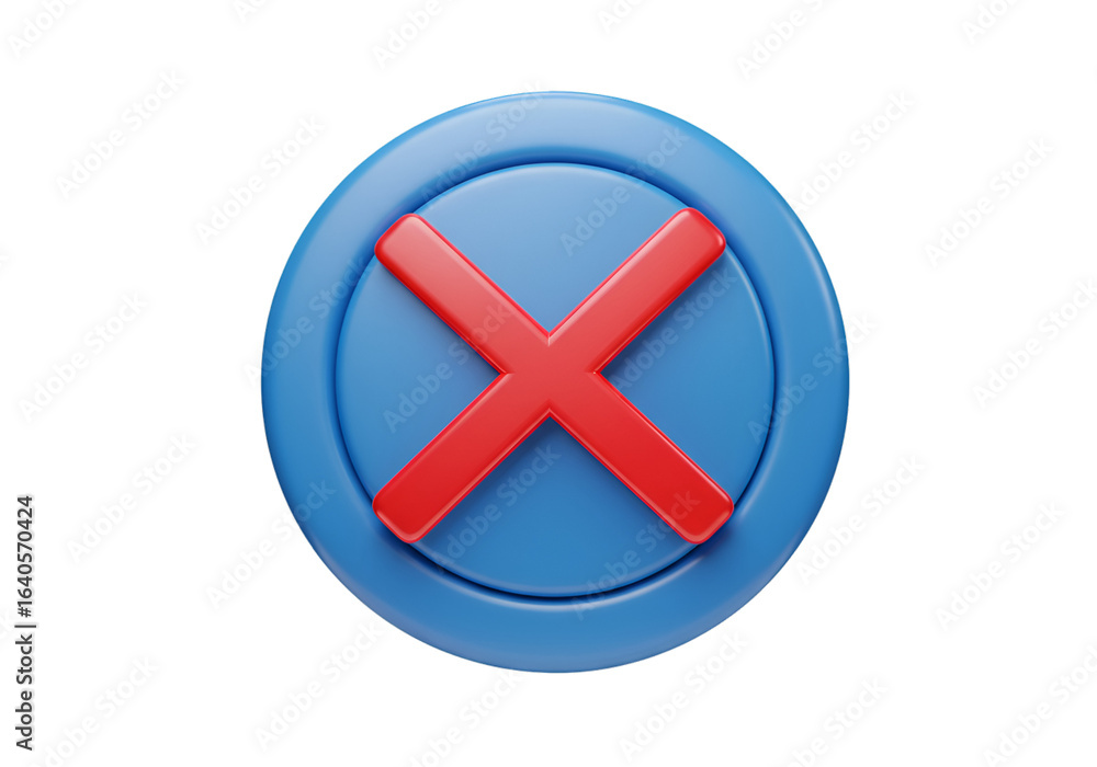 Obraz premium 3D Rendered Blue Circle With Red Cross Isolated Against Transparent Background