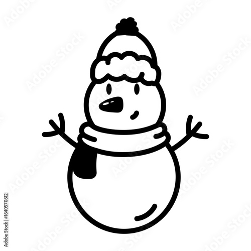 A sketchy style icon representing snowman
