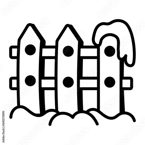 A sketchy style icon representing snowy fence
