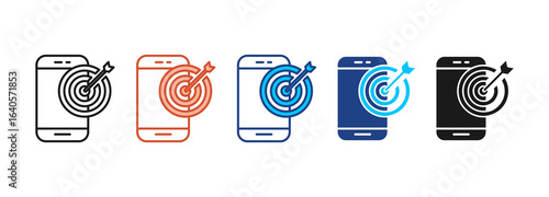 Mobile Marketing Icon Set Multiple Style Collection