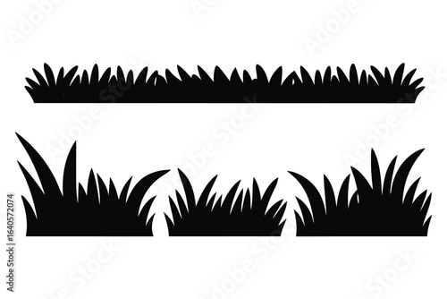  Grass natural, organic, bio, eco label and shape silhouettes set isolated flat vector illustration on white background