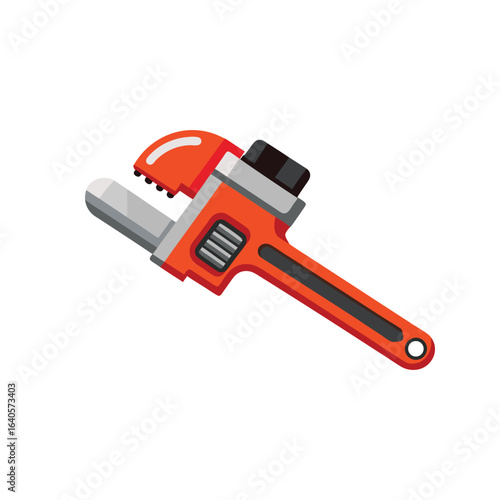  RIDGID Straight Pipe Wrench isolated flat vector illustration white background.