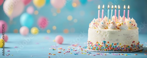Birthday cake with candles, symbolizing celebration, joy, and the spirit of festivity, Generative AI