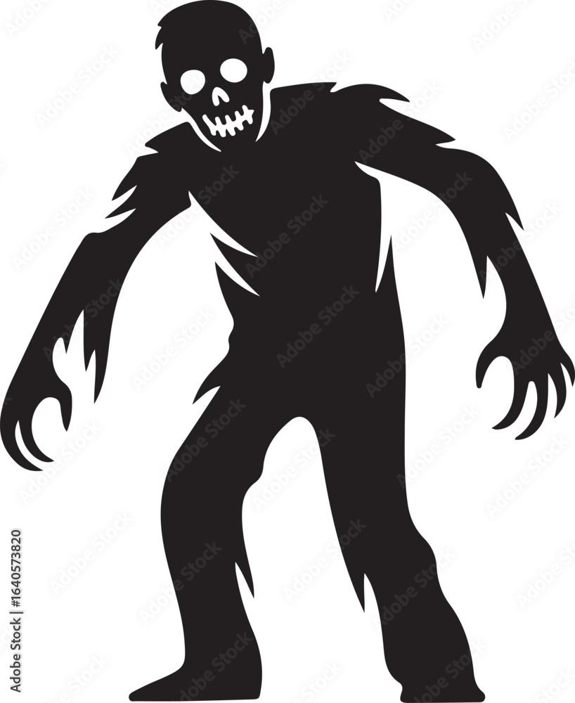 Fototapeta premium Zombie walking silhouette vector illustration design