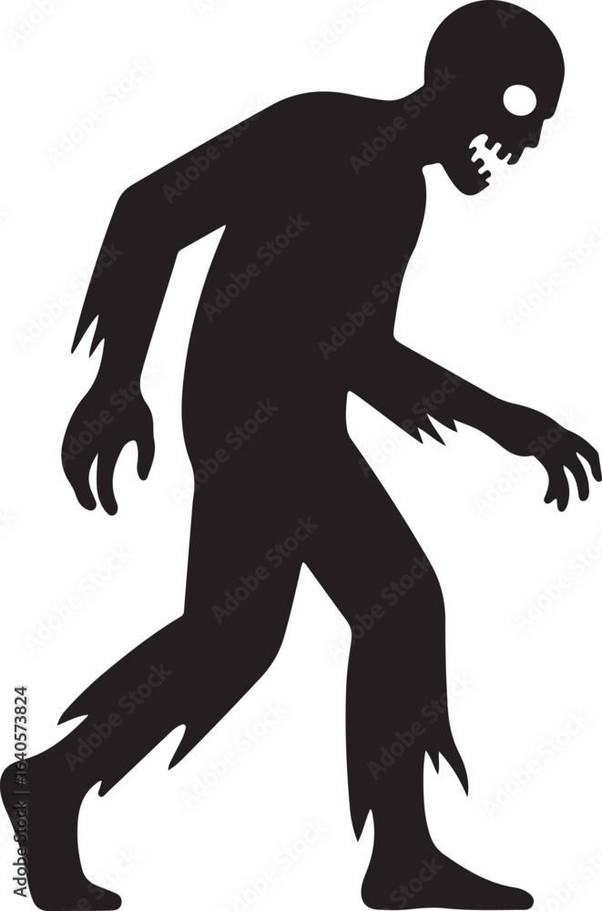 Fototapeta premium Zombie walking silhouette vector illustration design