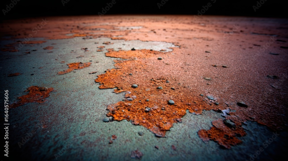 Fototapeta premium Close-up of aged metal surface revealing intricate rust patterns, showcasing industrial texture and history.