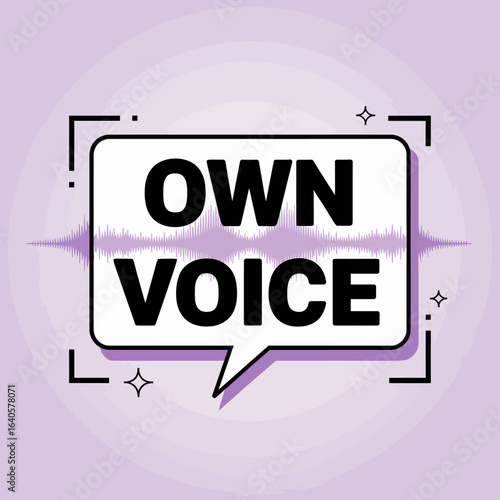 Conceptual illustration representing the power of individual expression and finding your unique voice through communication and self advocacy with a subtle waveform graphic