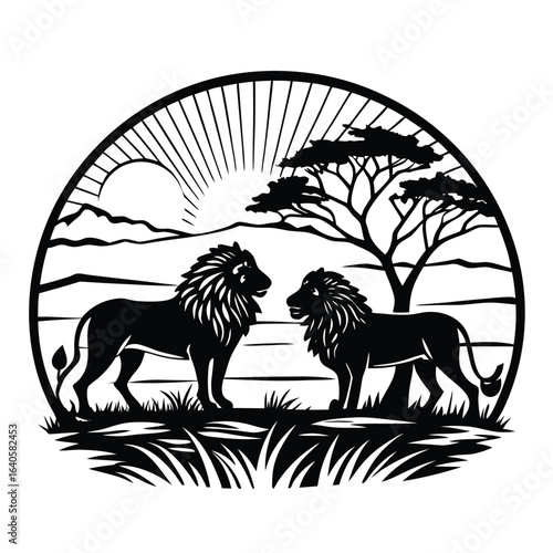 silhouette of wild animals illustration vector