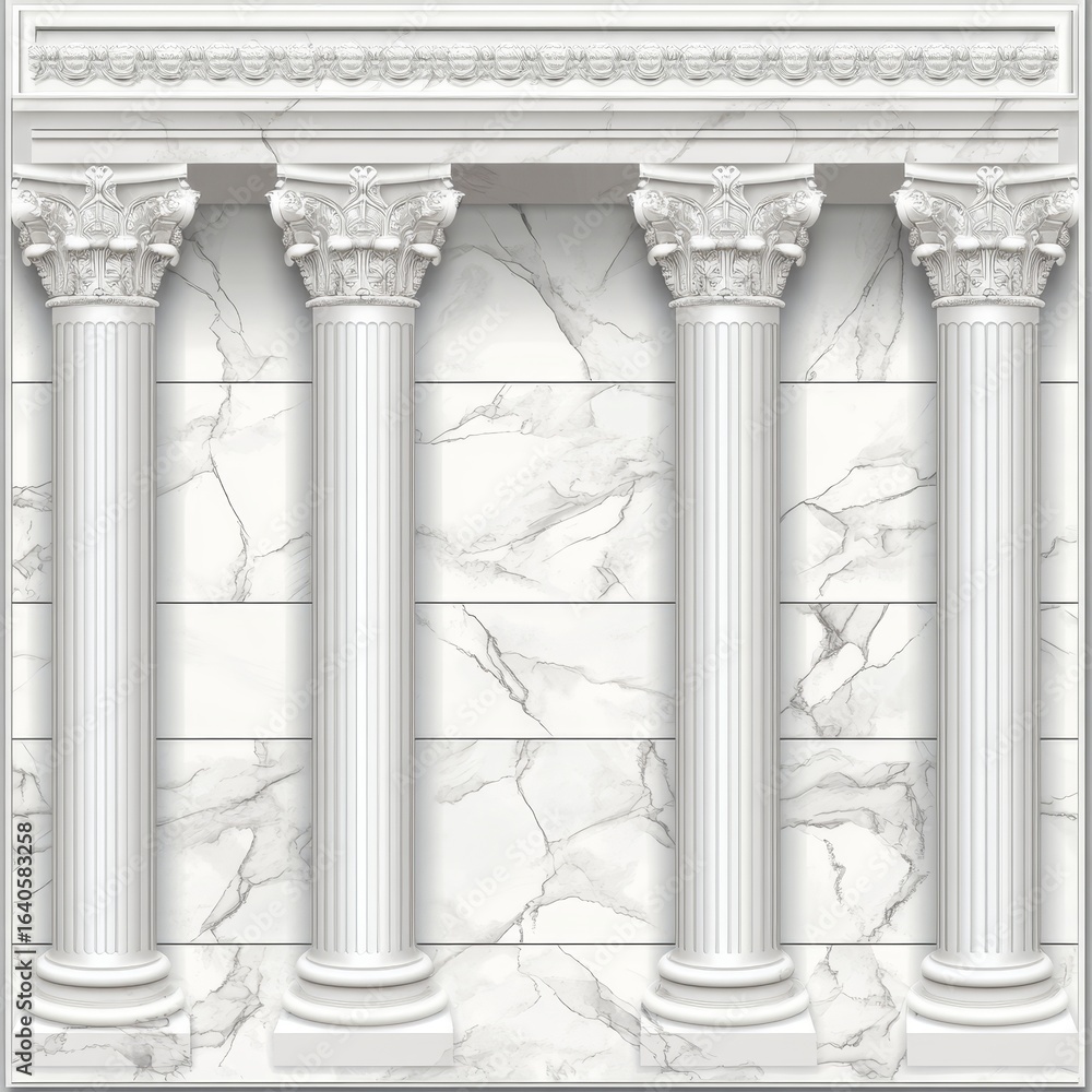 Fototapeta premium A picture shows white marble temples and pillars in a classic style. The background also looks like marble. It's a vector image in EPS10 format. 