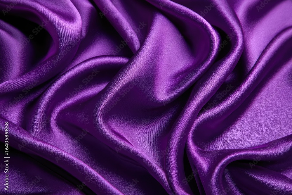 Obraz premium Deep purple satin fabric drapes in swirling folds