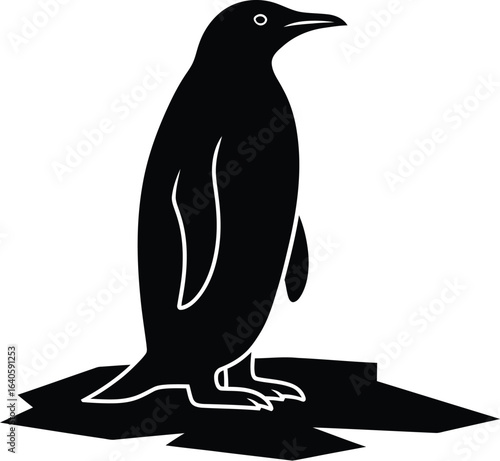 Silhouette of a penguin, a vector illustration of a flightless bird in antarctica, perfect for wildlife designs