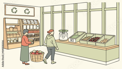 Sustainable living grocery store with zero waste shopping and eco friendly products for conscious consumers