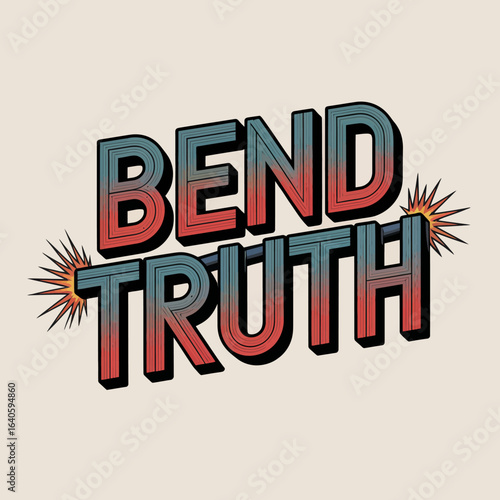 Bending the truth distorted text typography artistic design expressing manipulation of facts and information vector