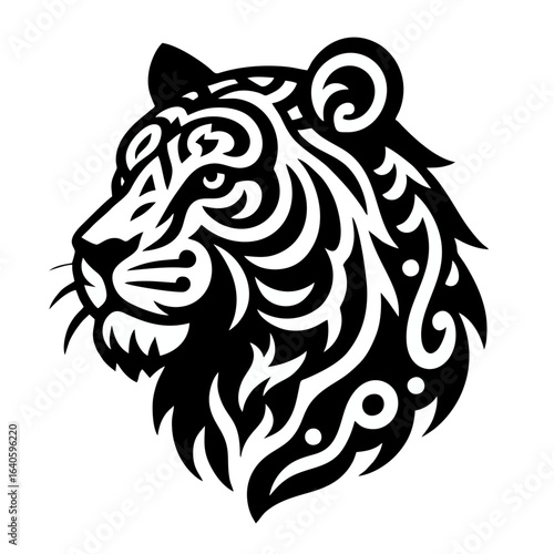 Tiger Tribal Tattoo Design, Isolated Vector Illustration