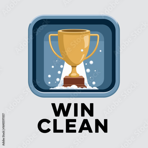 Golden trophy award for winning a clean competition or fair play in sports symbolizing achievement and integrity with a stylized background of snow and light