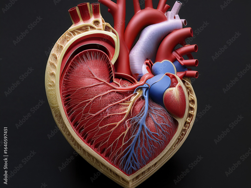 Naklejka premium Heart diagram with labeled atria and ventricles for use in school and health education