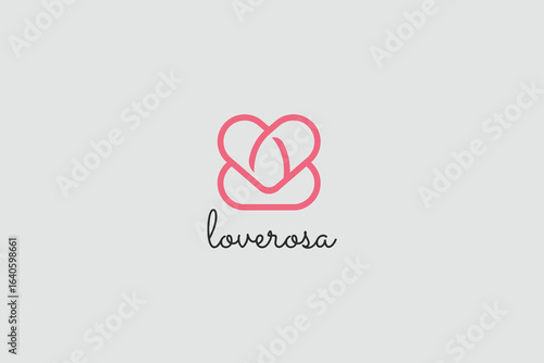 Love and rose icon logo
