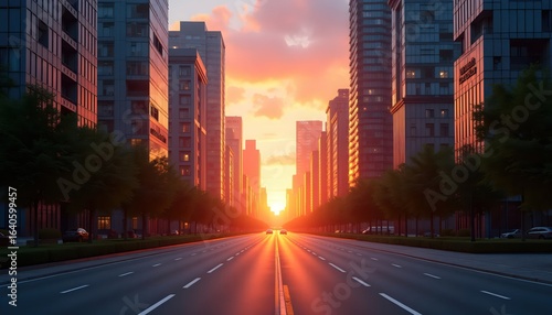 Sunset Colors Shine Between the Urban Giants