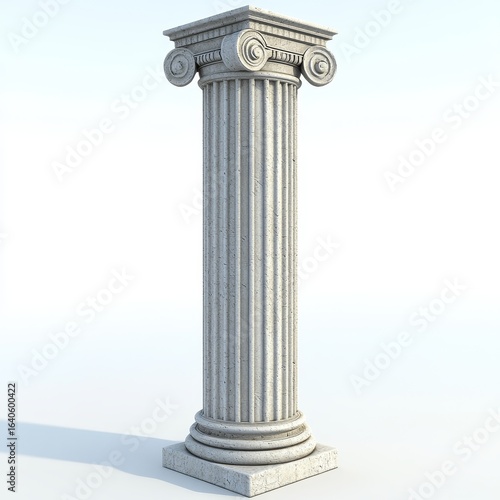 Old-style Greek column design. Good for bank or money themes. A 3D image on a white background.
