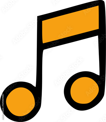 A simple, hand-drawn orange musical note.