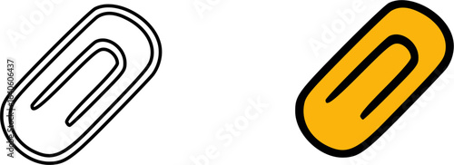 Two paper clip icons, one a black and white outline and the other a solid yellow color.