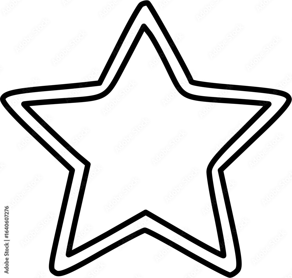 A simple, hand-drawn outline of a five-pointed star with a double border, presented in black and white against a white background. A simple, hand-drawn outline of a five-pointed star with a double border, presented in black and white against a white background.