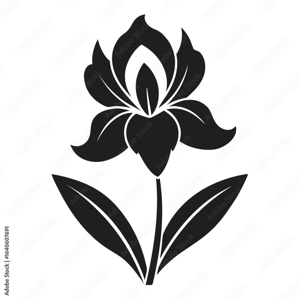 Obraz premium iris flower silhouette vector icon on white background