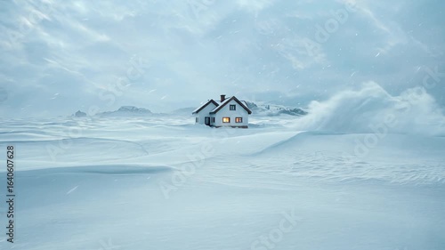 Isolated Norwegian Cabin in Snowstorm