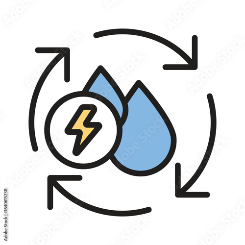 A well designed outline style icon of water energy