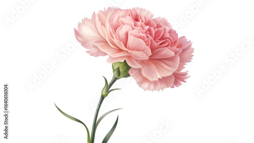 Delicate pink carnation flower isolated on transparent background in watercolor style