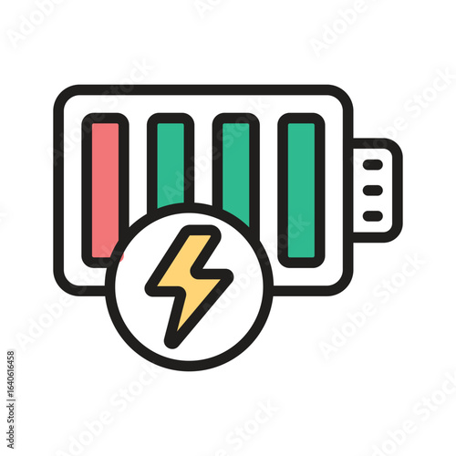 Easy to use outline style icon showing battery cell
