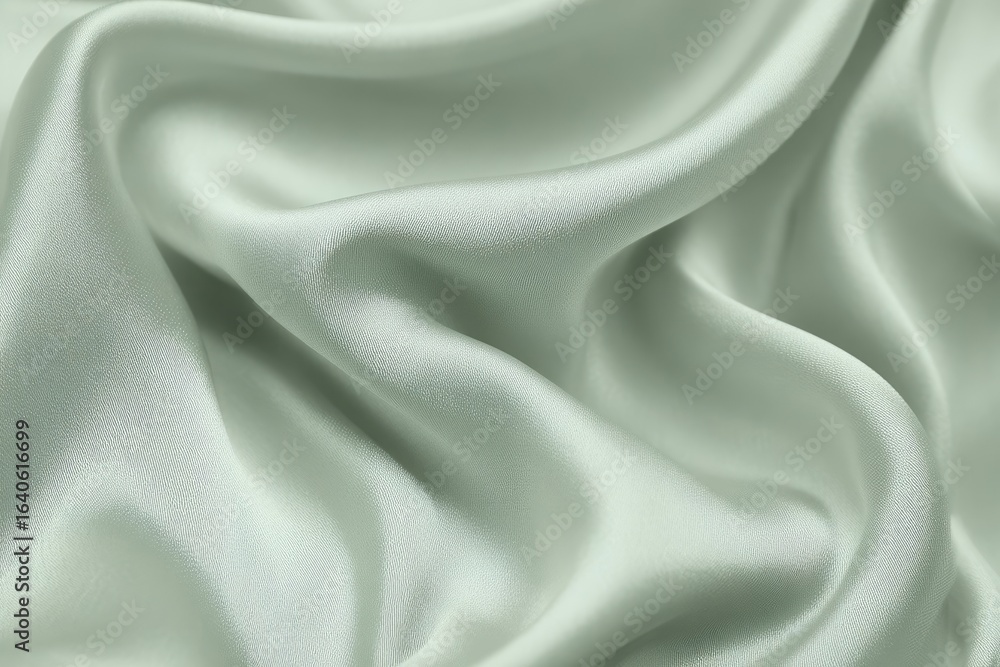 Fototapeta premium Soft, light sage-green silk drapes in folds