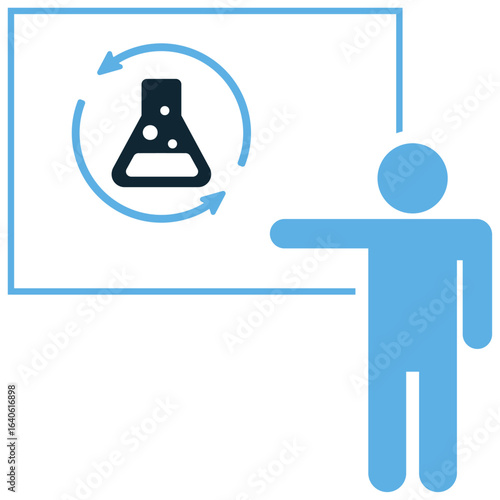 Laboratory presentation icon vector for presenting research findings, data, and scientific reports. Ideal for illustrating academic conferences, school projects, and professional communication.