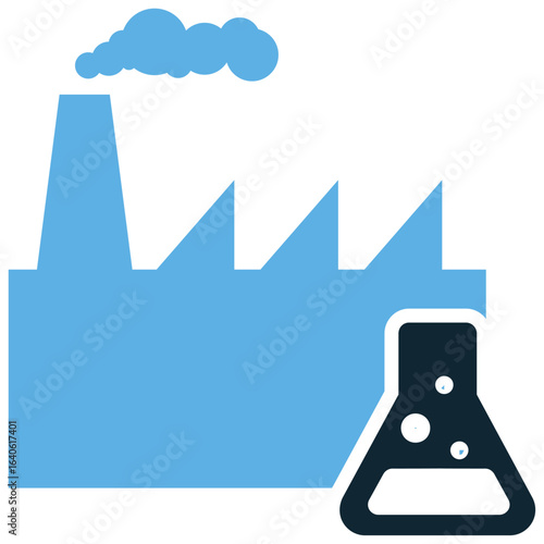 Lab industry icon vector for scientific research, manufacturing, and technology. Ideal for illustrating pharmaceutical production, quality control, and industrial innovation.