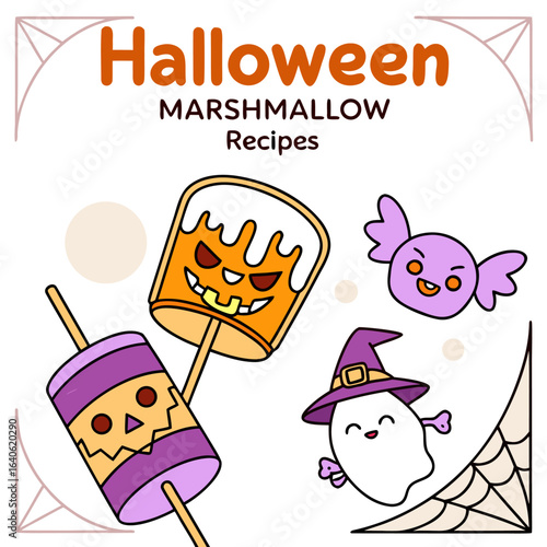 Spooky and sweet halloween marshmallow treats featuring jack o lantern and ghost designs perfect for holiday baking and party decorations