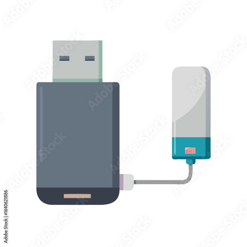 Usb flash drive connected to a portable power bank