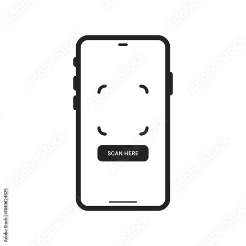 Smartphone QR Code sign with scan here text