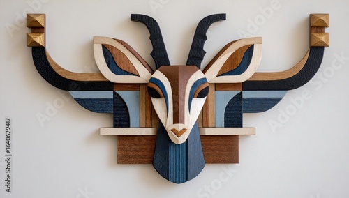 Geometric Springbok Wood Sculpture Wall Art
