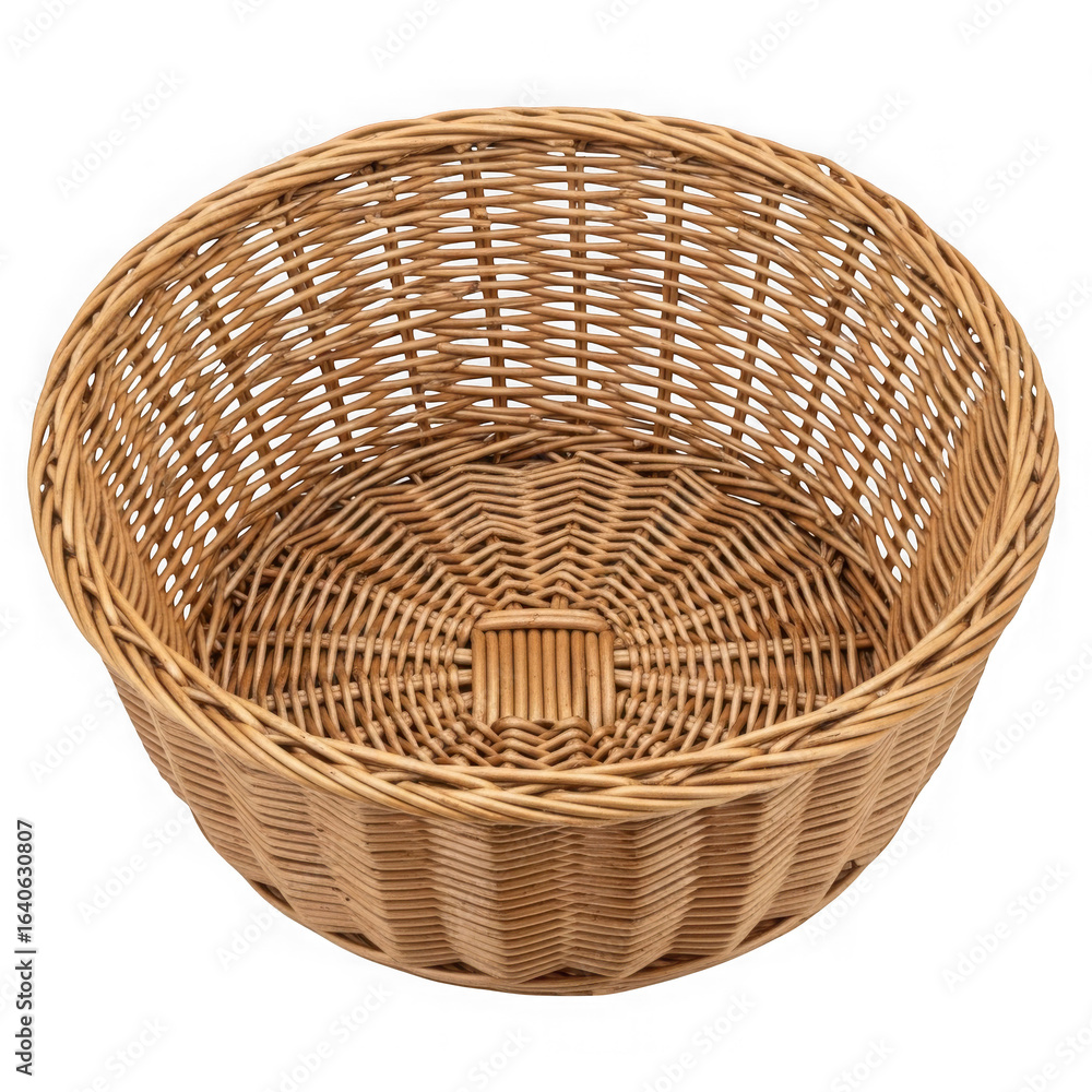 Fototapeta premium Wicker basket empty container storage isolated on transparent background