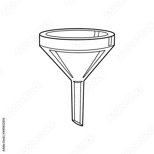 Vector illustration of outline drawing of a funnel isolated on white background