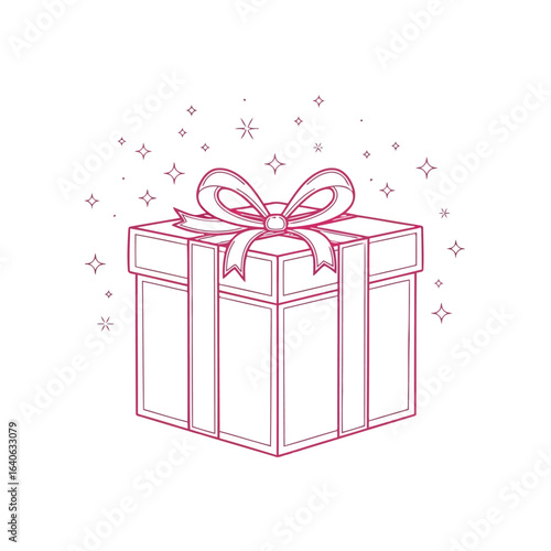 Vector illustration of gift box with ribbon and bow isolated on white background