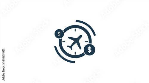 Airplane & Dollar Icon, for Travel & Finance Design