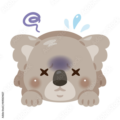 体調不良でうつ伏せになるコアラのイラスト