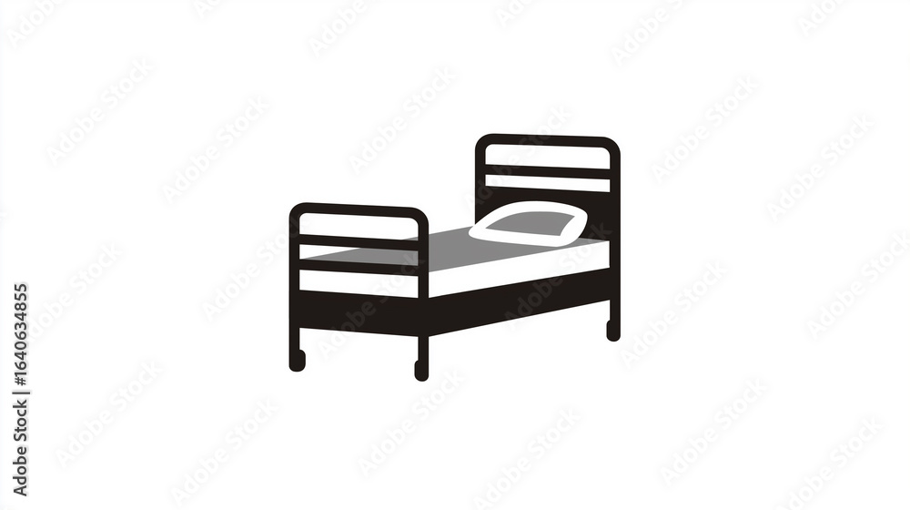 Minimalist Hospital Bed Icon, for Medical & Healthcare Design Minimalist Hospital Bed Icon, for Medical & Healthcare Design