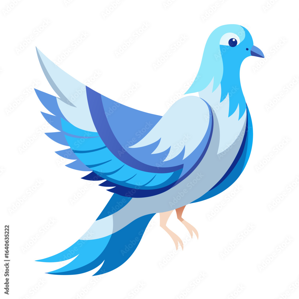 Fototapeta premium Graceful Dove with Soft White and Blue Hues in Vector Art Style on White Background