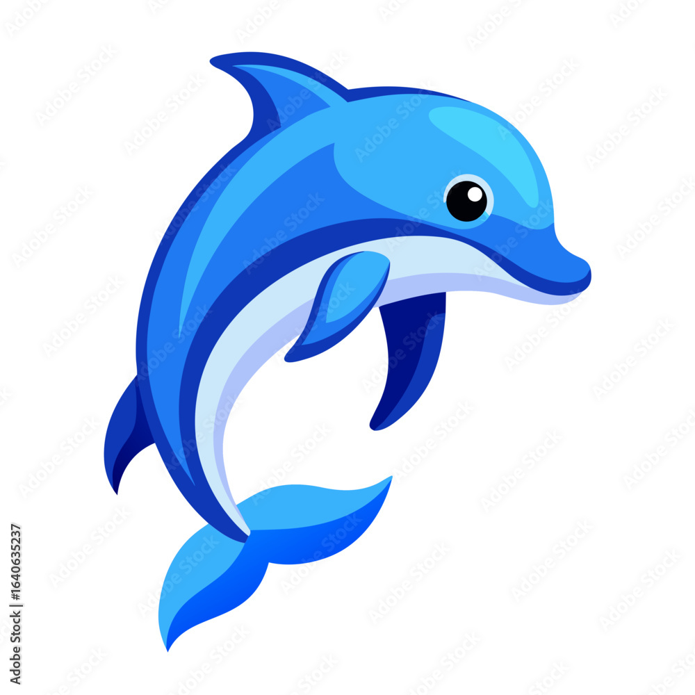 Fototapeta premium Dynamic Blue Dolphin Jumping Vector Art on White Background for Marine and Ocean Designs