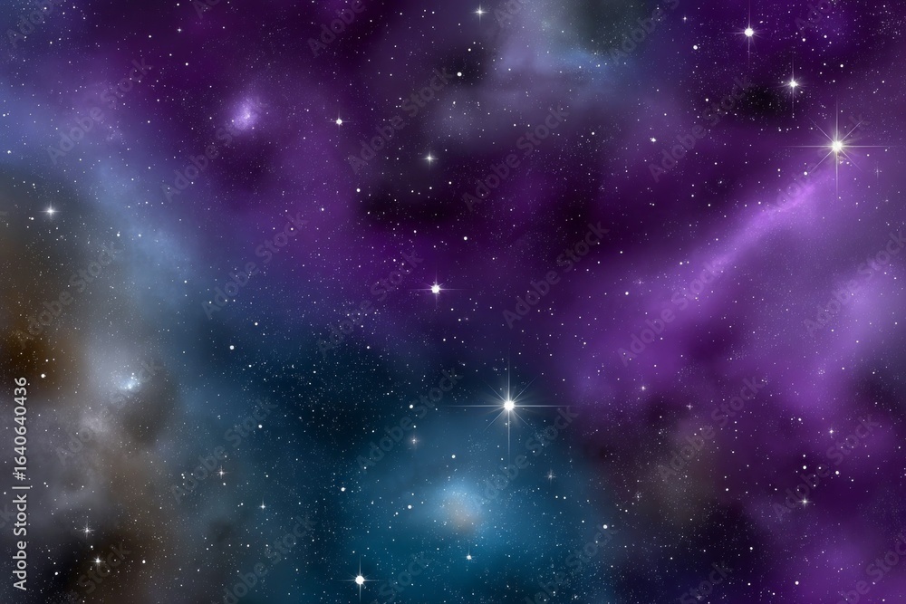 Naklejka premium Vibrant galactic nebula with stars in space