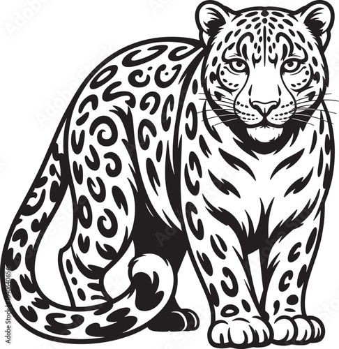 majestic jaguar silhouette line art illustration stock photos royalty free image premium quality