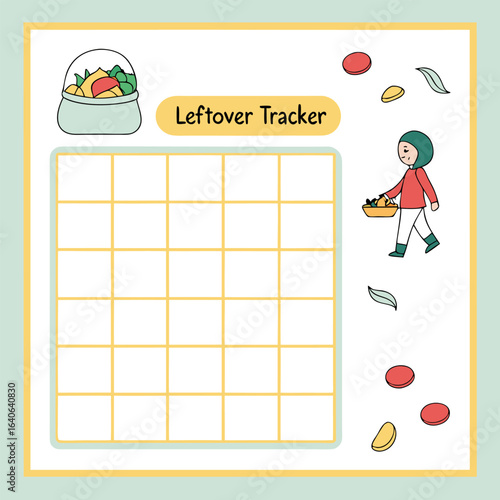 Fun and engaging leftover tracker chart for kids to monitor food consumption and reduce waste