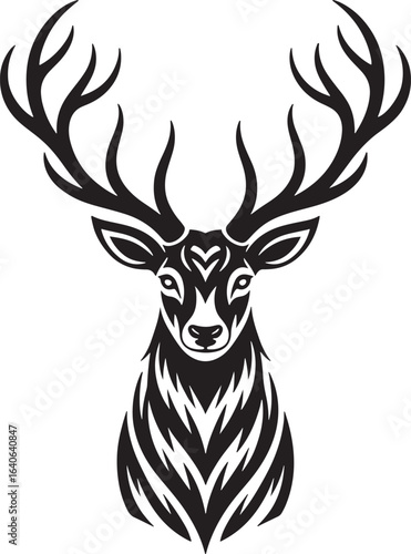 Majestic stag head silhouette line art illustration stock photos royalty free image premium quality